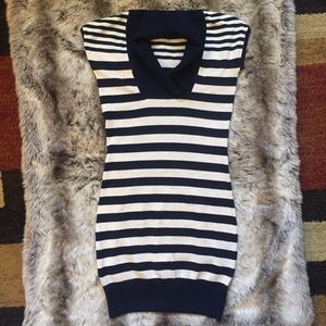 Stripe sweater dress - navy and oatmeal stripe
